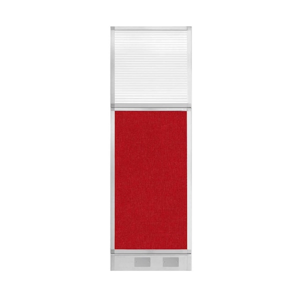 Hush Panel Configurable Cubicle Partition 2' x 6' Red Fabric Clear Fluted Window w/ Cable Channel